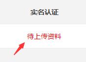 点击域名后面实名认证的【待上传资料】按钮