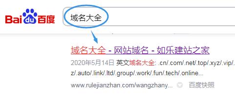 网民搜索域名大全的搜索结果图示
